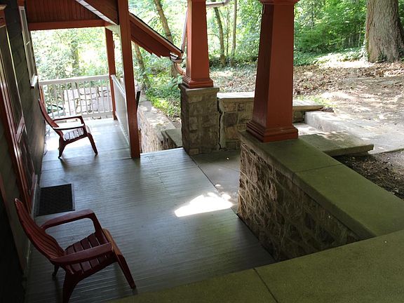 porch view towards parking and creek view