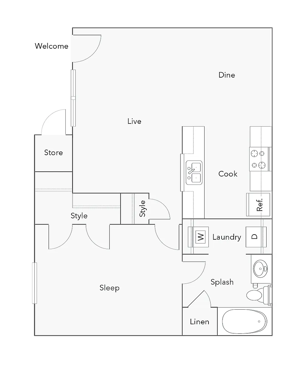 Floor plan 1 Bed 1 Bath