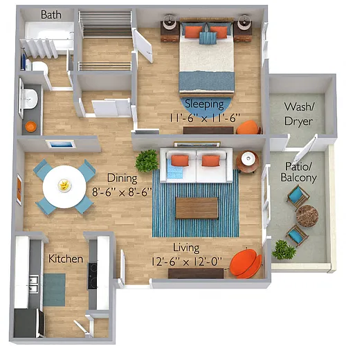 Floor plan One Bedroom B