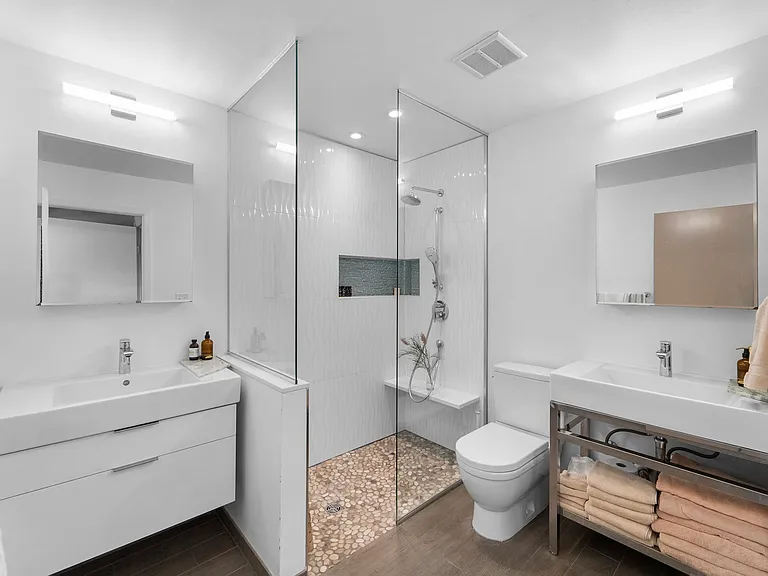 Primary bath. Two sinks, walk in shower