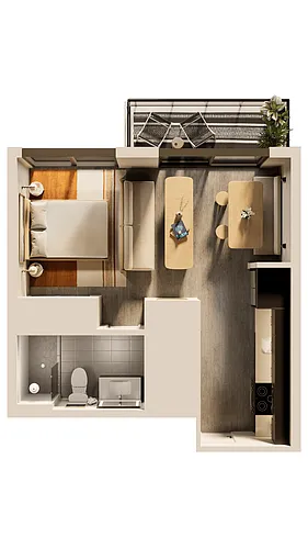 Floor plan Ditch Plains Studio