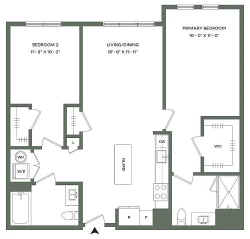 Floor plan 2 Bed 2 Bath-B1 Mason East