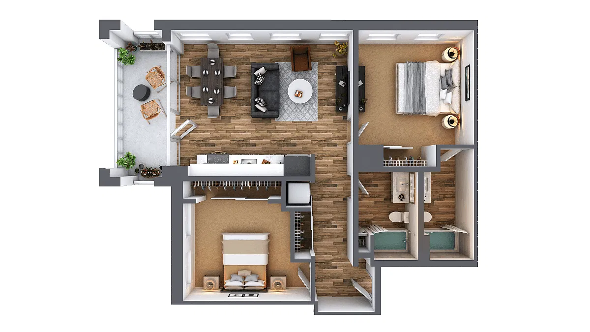 Floor plan 2 Bed 2 Bath C
