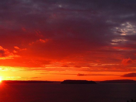 Puget Sound Sunset off Deck of 1186 Home