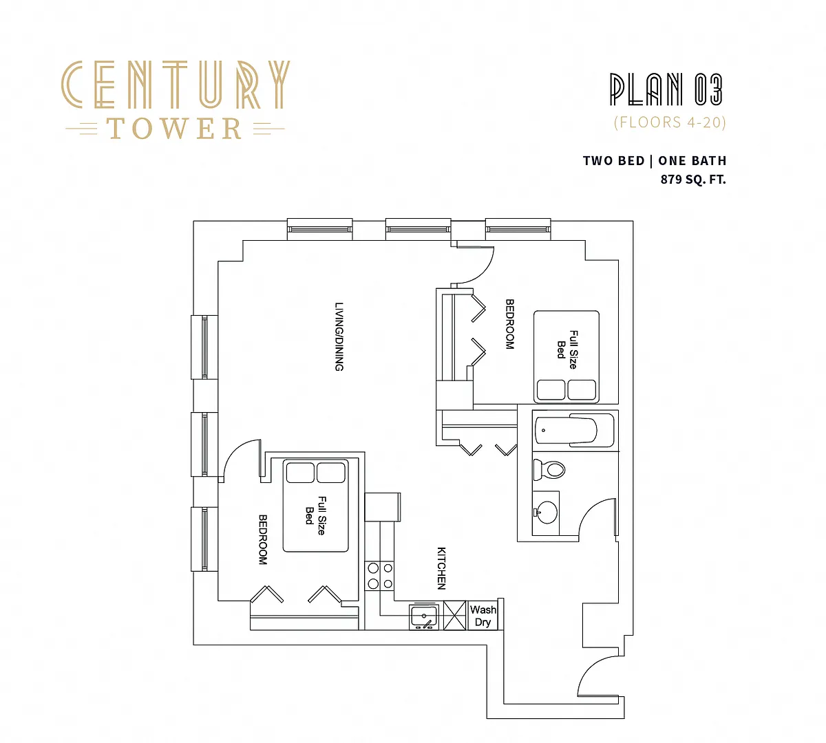 Floor plan 2 Bed 1 Bath 03