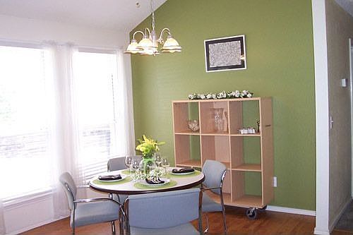 Dining room looks out onto the wood deck and is light and bright!