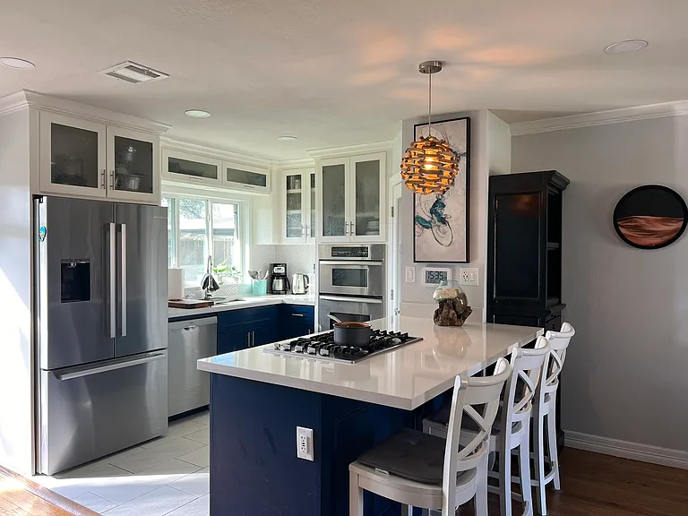 Kitchen with stainless steel appliances