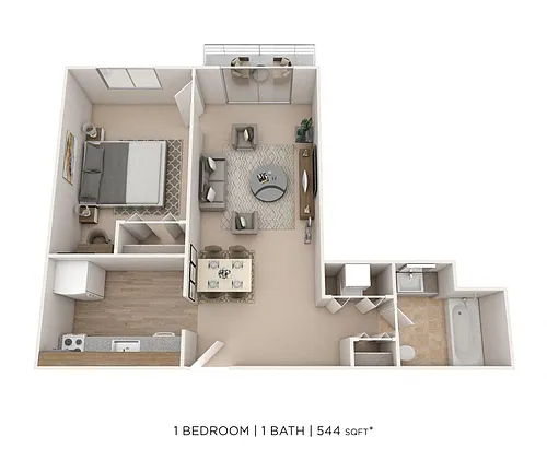 Floor plan One Bedroom - 544 sqft