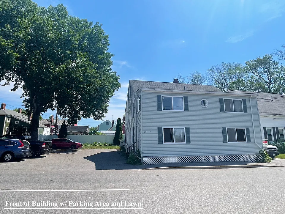 Street view with off street parking area
