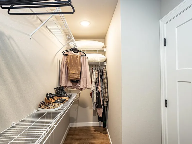 Large walk-in closet attached to primary bedroom suite