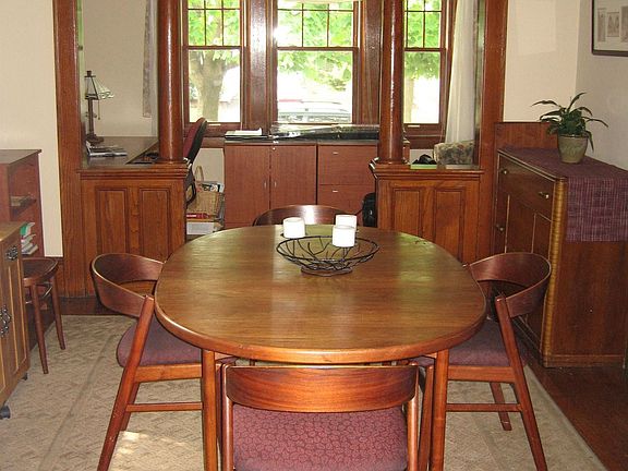 dining room with original chestnut columns