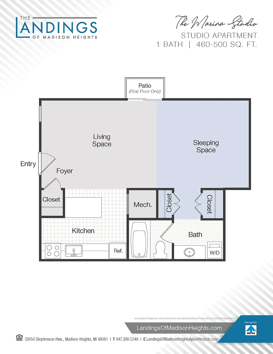 Floor plan The Marina Studio
