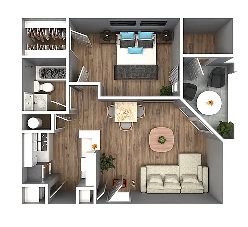 Floor plan 1 Bedroom 1 Bath A