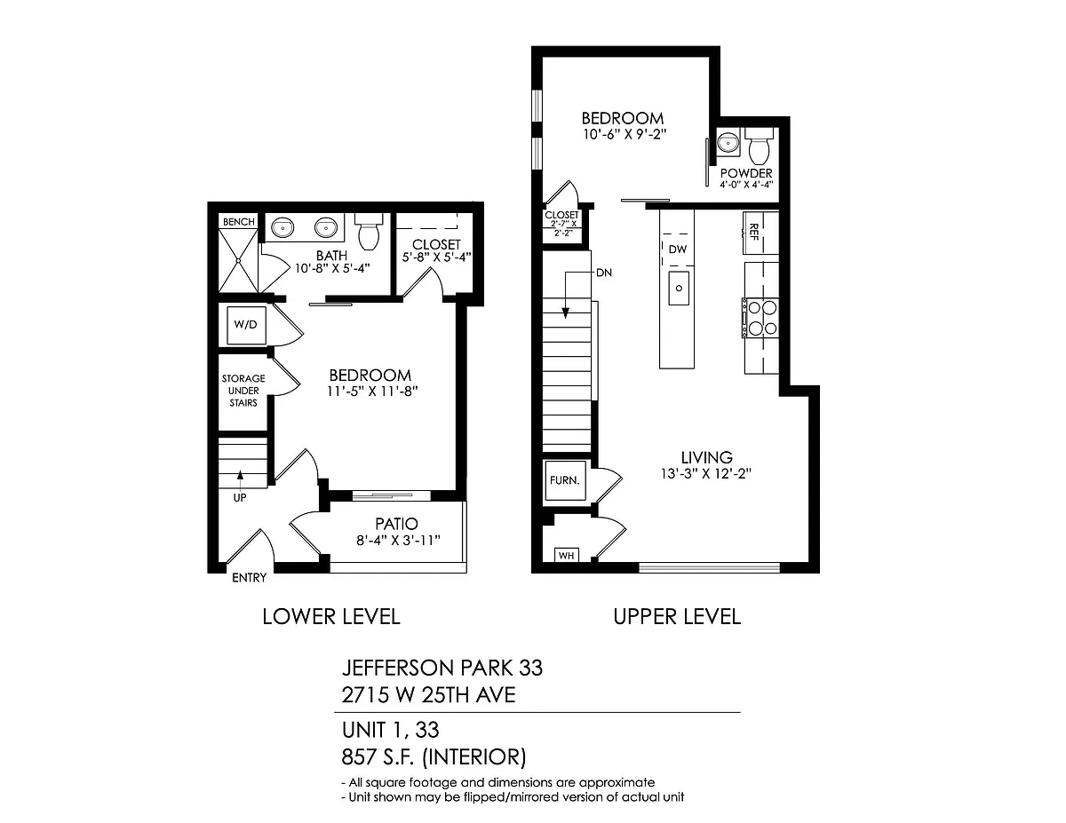Floor plan 2 Bedroom, 1.5 Bath