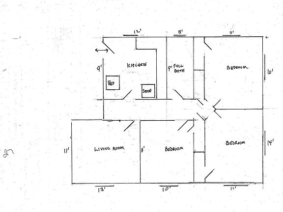 Floor Plan With Room Measurements and Window Locations
