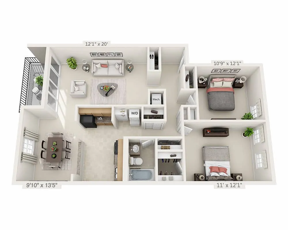 Floor plan Two Bedroom B1B