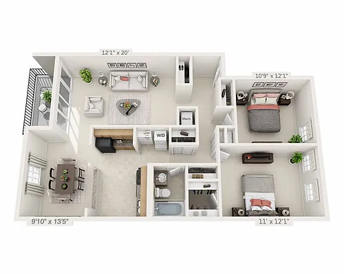 Floor plan Two Bedroom B1B