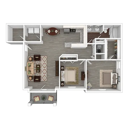 Floor plan Two Bedroom, One Bathroom (A)