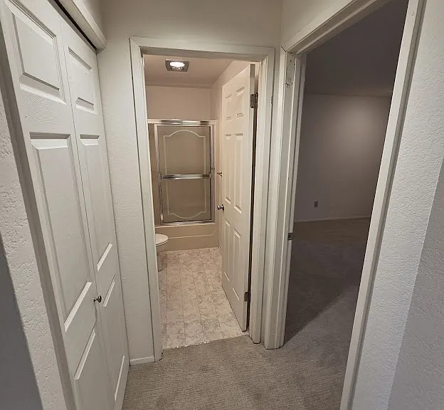 Hall to bedroom & bathroom