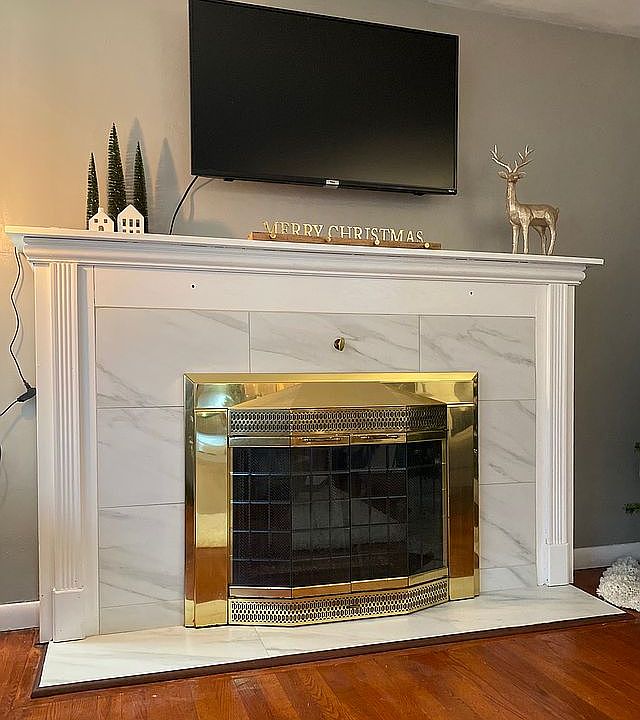 Renovated fireplace.