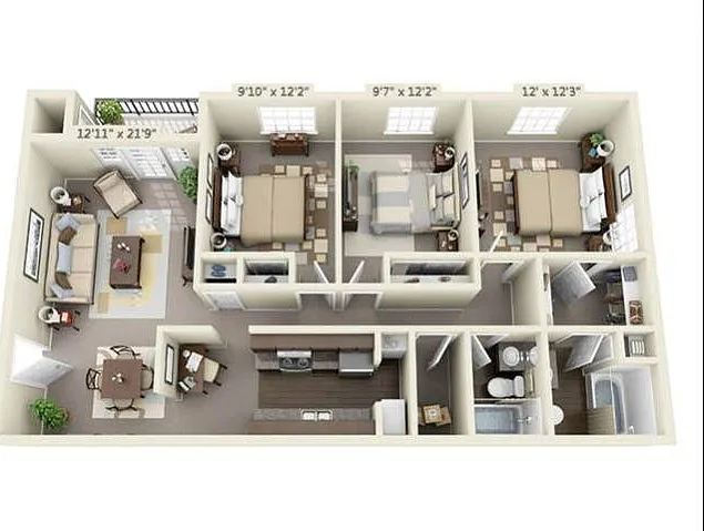 3 Bedroom | 2 Bath | 1150 SF 3 Bedroom | 2 Bath | 1150 SF