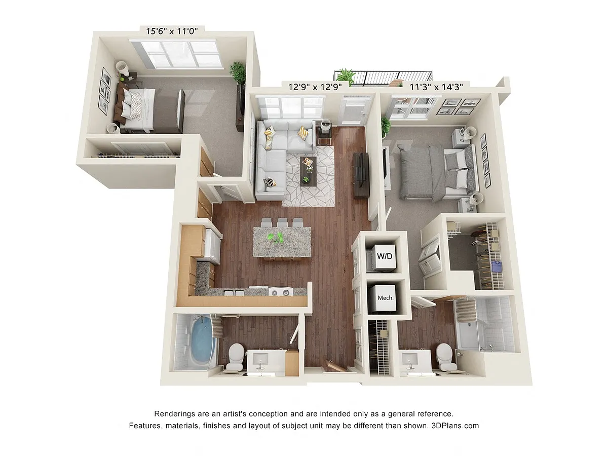 Floor plan Two Bedroom - C