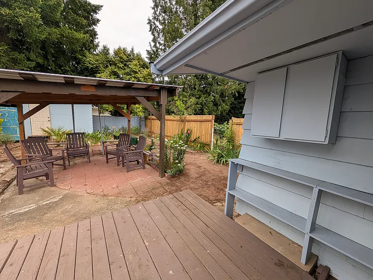 Back deck and covered seating area