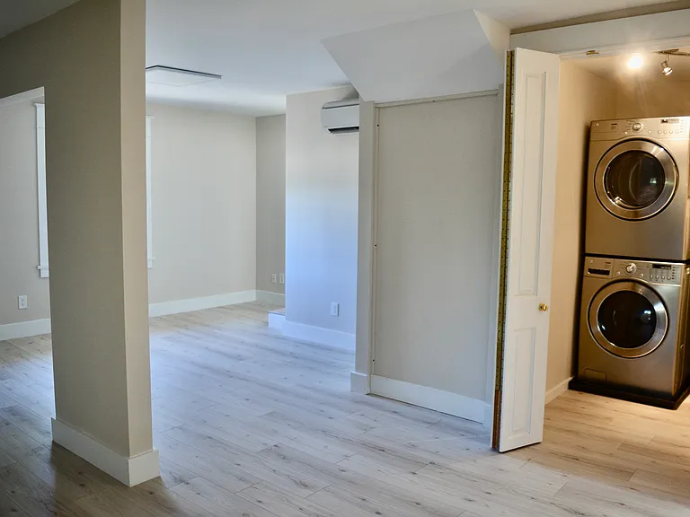 Living room with mini split for heat and air conditioning
