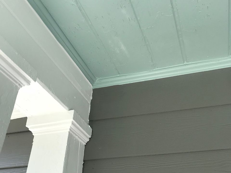 Pop of color Porch Ceiling