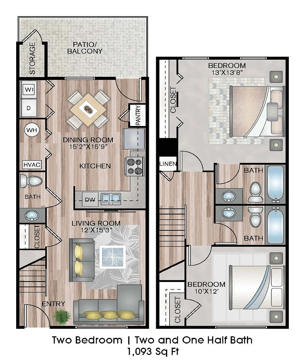 Floor plan Upgraded Two Bedroom