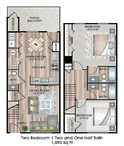 Floor plan Upgraded Two Bedroom