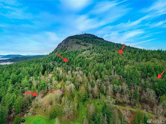 Arrows are approximate.  The lower 6 +/- acres are fully fenced and the property borders the ACFL (Anacortes City Forest Lands)