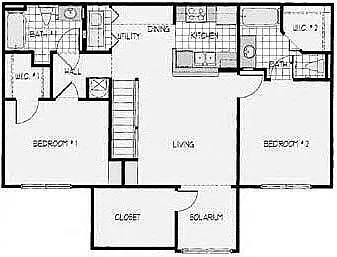 Floor plan 2 Bedroom 2 Bathroom B2