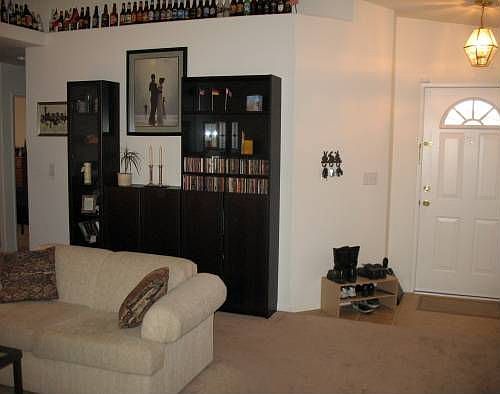 The living room is spacious enough for oversized furniture.