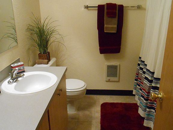 Plenty of Cabinet and Counter Space in the Full Bathroom