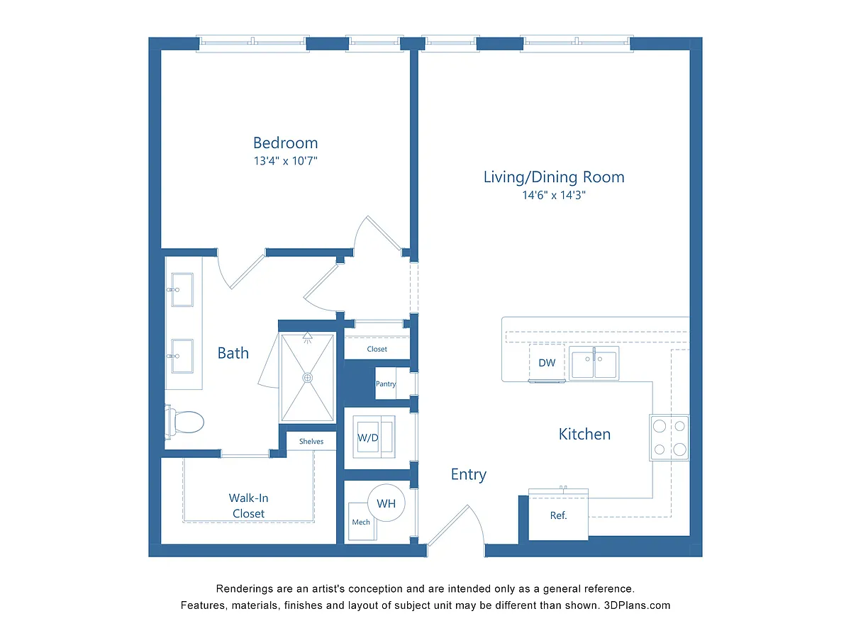 Floor plan A6 | 1 Bed | 1 Bath