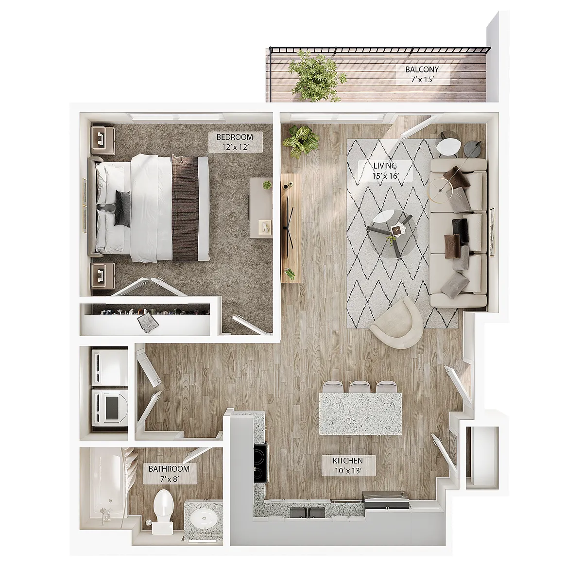 Floor plan 1 BR - Aspen Overlook