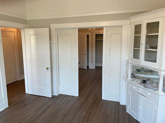 Sliding pocket doors partly closed