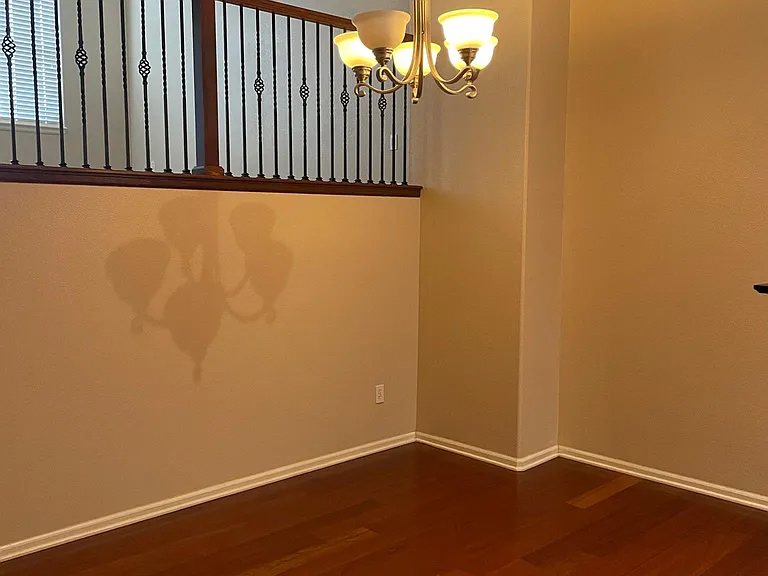 Dining area with laminate hardwood