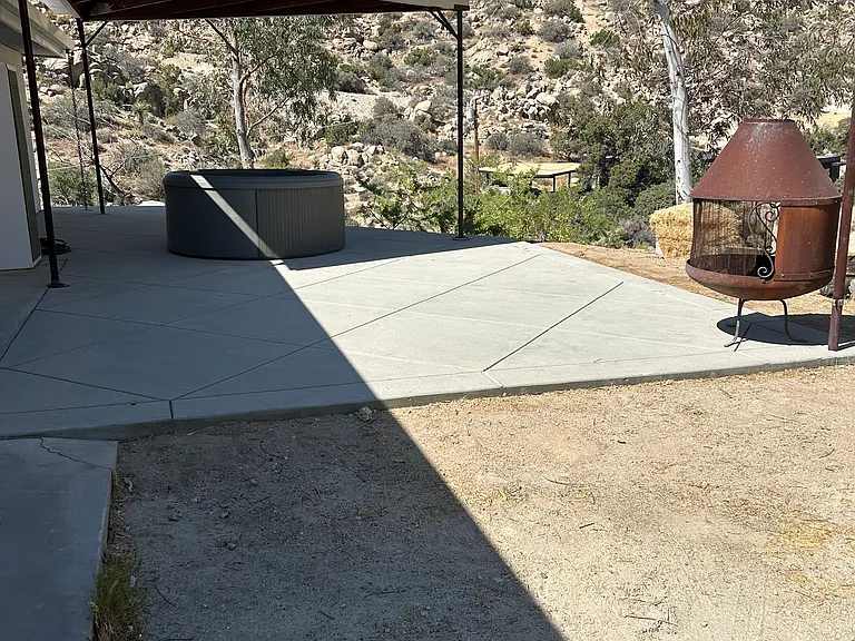 back patio with hot tub
