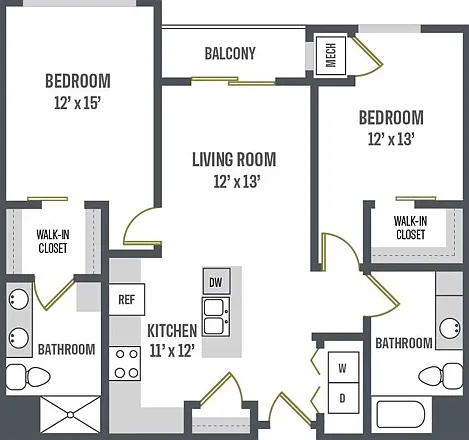 Floor Plan D1 | Elan | Apartments in Fitchburg, WI Floor Plan D1 | Elan | Apartments in Fitchburg, WI