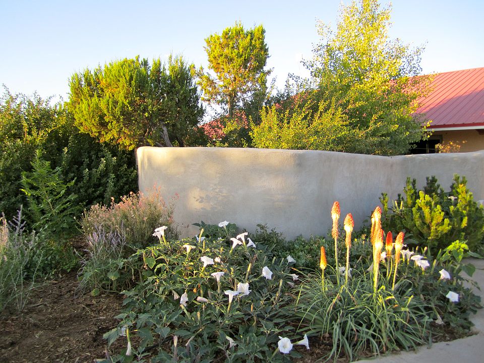 Adobe walled courtyard