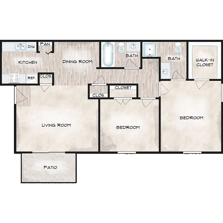 Floor plan Two Bed Two Bath