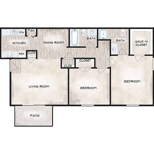 Floor plan Two Bed Two Bath