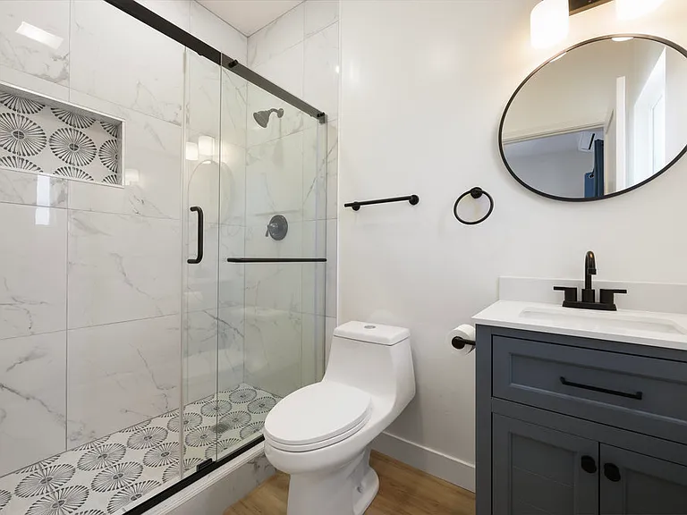 Bathroom 1 with Modern shower and vanity