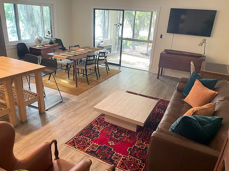 Open plan layout, including lake views