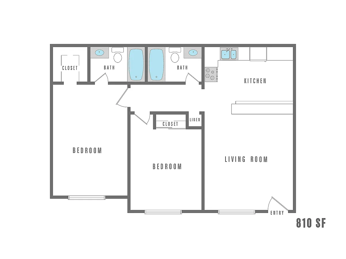 Floor plan 2 Bedroom 2 bath