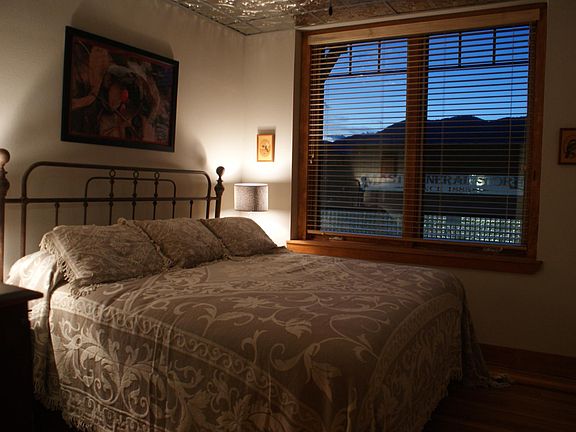 Bedroom features mountain views