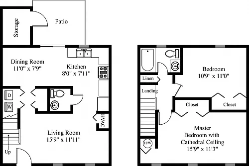 Floor plan 2 BR Monticello