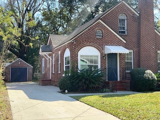 front of home and garage